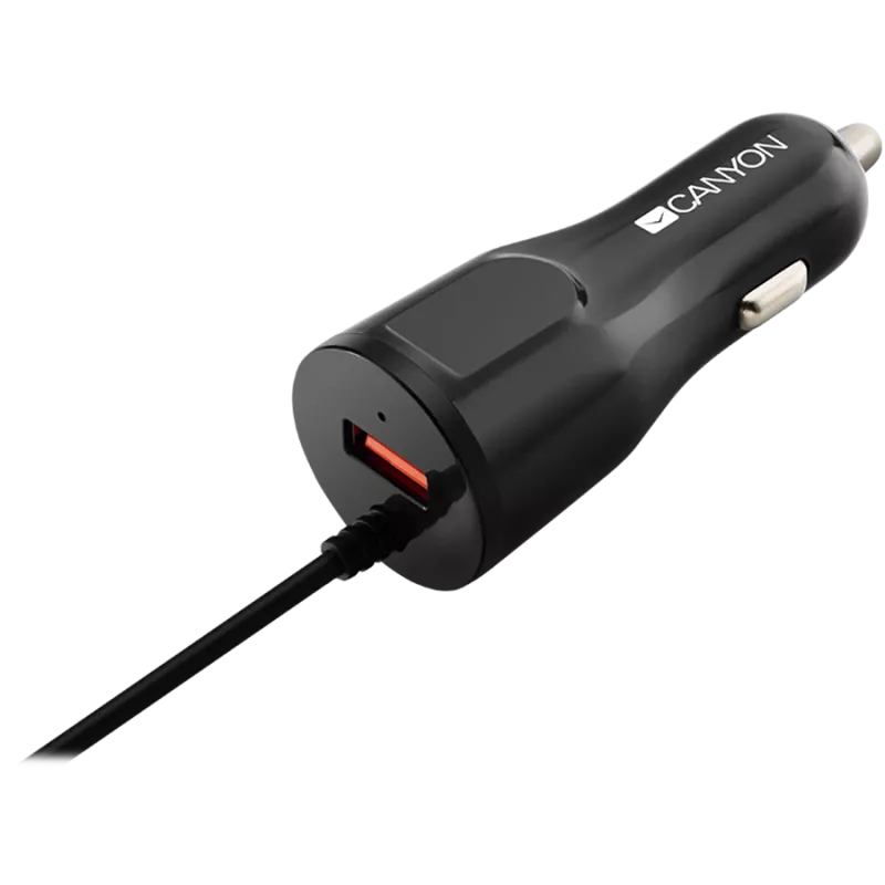 CANYON auto laadija C-033 2.4A/USB-A sisseehitatud Lightning must