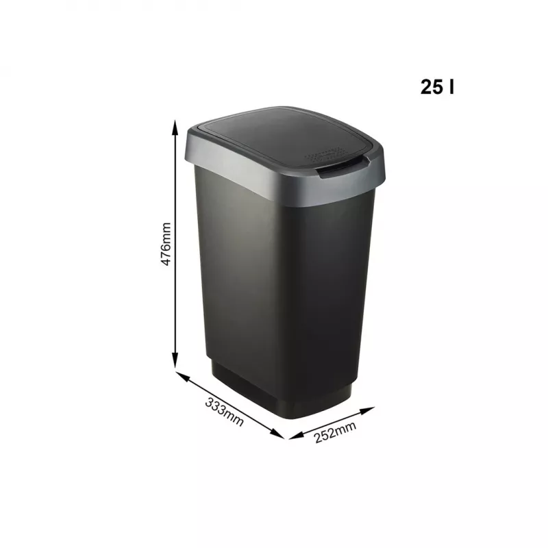 rotho Twist 25 L ristkülikukujuline polüpropüleenist säilituskonteiner — 25 L, 476×333×252 mm, must
