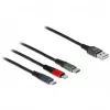 USB-laadimiskaabel DeLOCK 3-in-1 Type-A Lightning, Micro USB, USB USB-C 30 cm