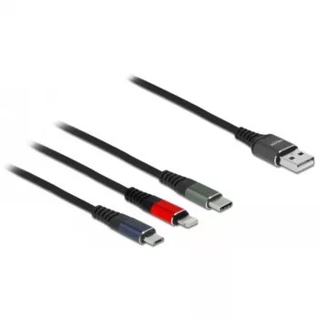 USB-laadimiskaabel DeLOCK 3-in-1 Type-A Lightning, Micro USB, USB USB-C 30 cm