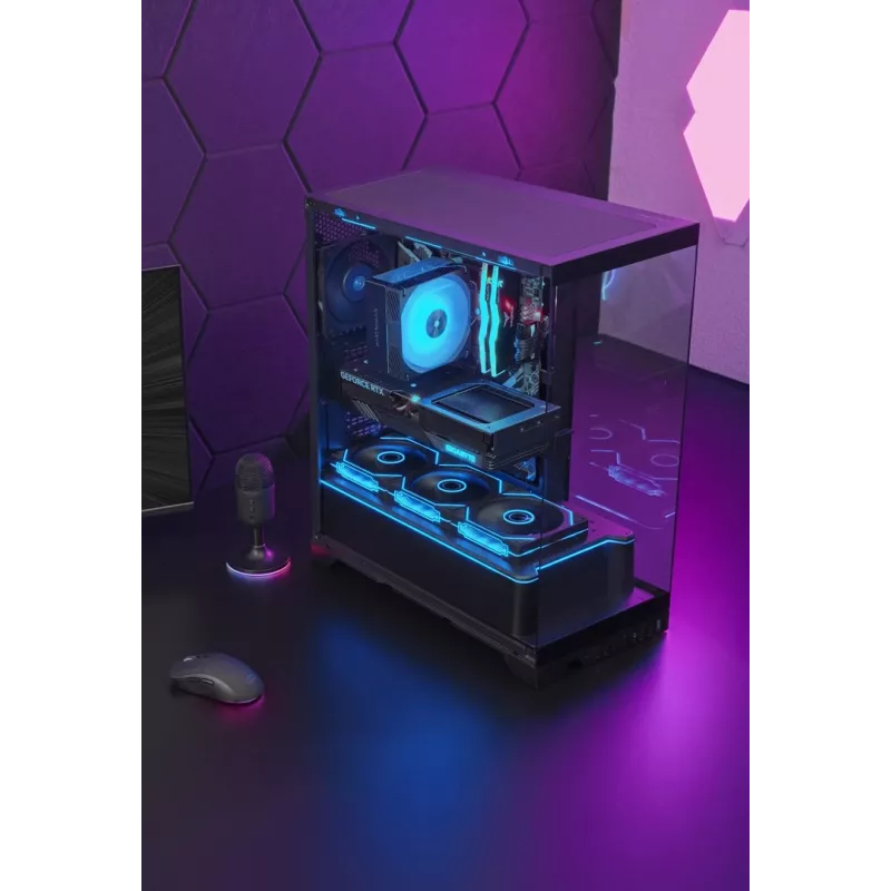TACENS Mars Gaming MCPRISMA Midi Tower PC korpus, must, karastatud klaas, toetab ATX/Micro-ATX/Mini-ITX, 2x3,5-tollised + 2x2,5-tollised sahtlid