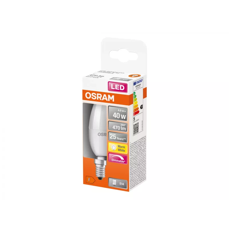 LED pirn Ledvance Parathom Classic E14 4,9 W Soe valge, E14 sokkel