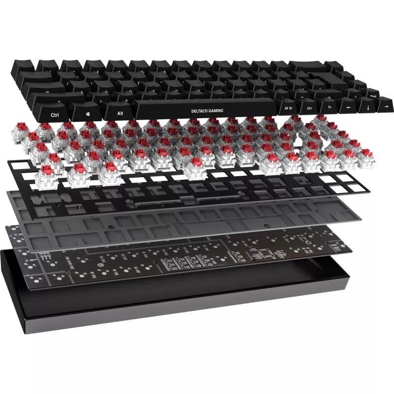 Deltaco GAM-100-DE - 65% - USB + Bluetooth - mehaaniline lüliti - QWERTZ - RGB-LED - Must