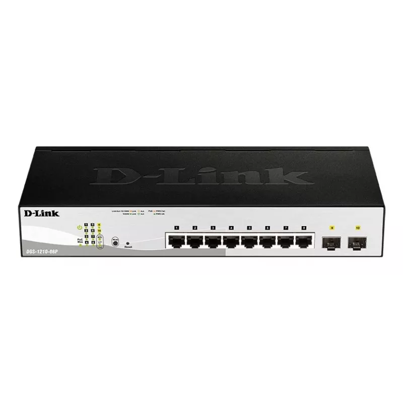 D-Link DGS-1210-08P/E Hallatav L2 Gigabit Ethernet (10/100/1000) Power over Ethernet (PoE) Must