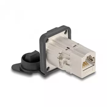 DeLOCK 67061 D-tüüpi RJ45 Cat.6A STP sisseehitatud sidur kaitsekorgiga, IP66