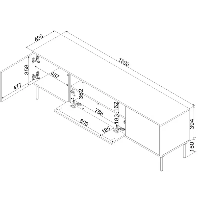 Cama EF TRESSE RTV-kapp 180x40x54.5 kašmiir matt