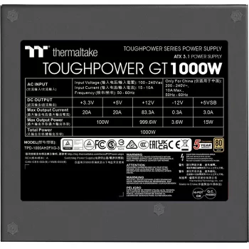 Toiteplokk Thermaltake Toughpower GT 1000W 24-pin ATX must