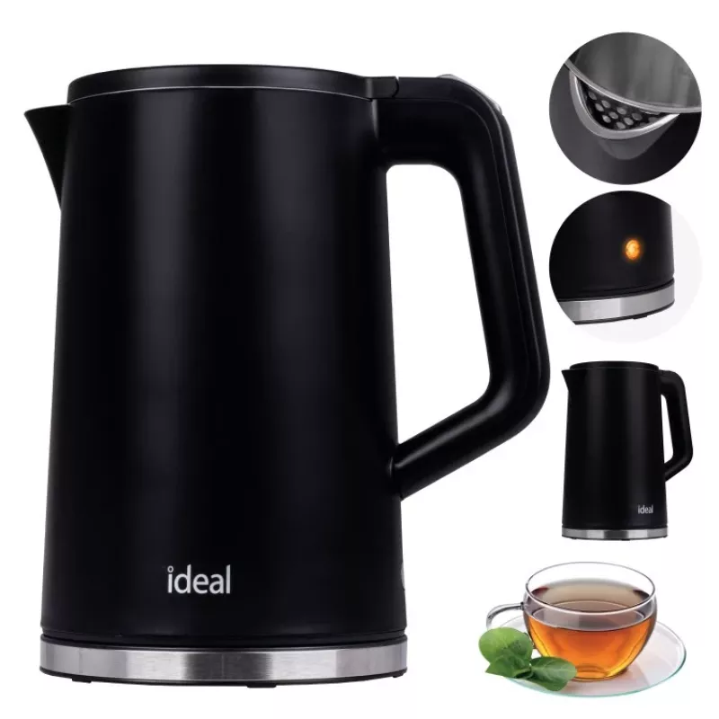 IDEALi veekeetja 1,7 l, terasest korpus, võimsus 1500 W, must