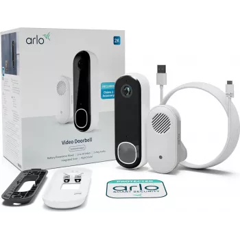 Video Doorbell Arlo Essential 2K Chime 180° Field of View Wired Wireless