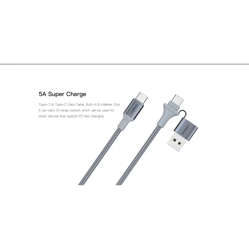 USB USB-C 2-in-1 kaabel Orsen S8, 5A, 1,5 m (kiirlaadimine/andmeedastus)
