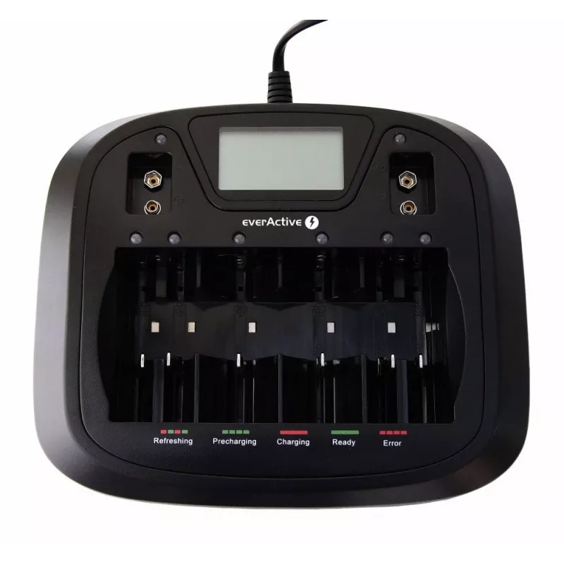 Akulaadija everActive NC-900U Universal DC — laeb AA, AAA, C, D, 9V, kuni 6 elementi, must