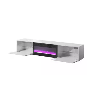 TV-kapp Cama Meble SLIDE 200K elektrikaminaga 200x40x37 cm läikiv valge