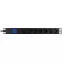 Toitejaotusseade PowerWalker 10133010 PDU 1U must, F-tüüpi pistikupesad, C20-sisend, 16 A, 3500 W, 2 m kaabel