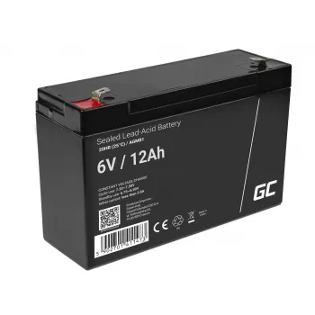 Suletud pliiaku (VRLA) AGM aku roheline Cell 6V 12Ah, 94×151×50 mm, 1,65 kg