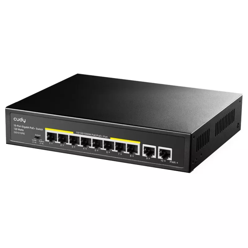 Cudy GS1010PE võrgukommutaator Gigabit Ethernet 10 porti PoE Must