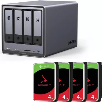NAS-korpus UGREEN DXP4800 Plus koos 16 TB (4×4TB) SATA-ketastega, 4-pesaline RAID-valmidusega