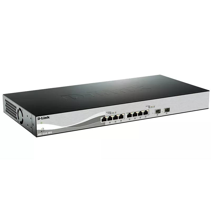 D-Link DXS-1210-10TS Hallatav L2/L3 10G Ethernet (100/1000/10000) 1U Must, Hõbedane
