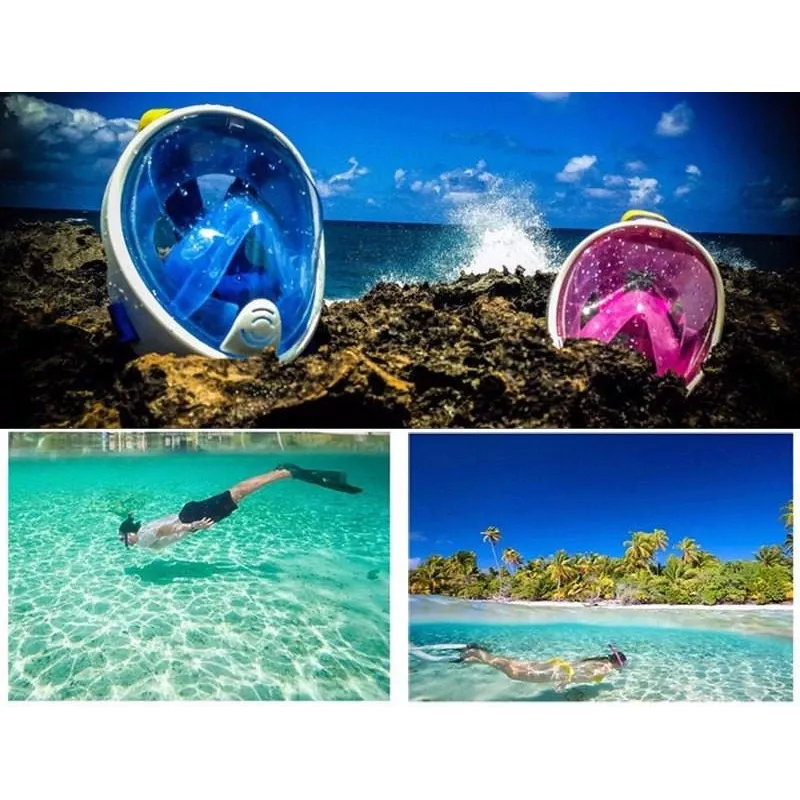 Snorkeldamismask Free Breath M2068G L/XL — täisnäomask, suurus L/XL, must