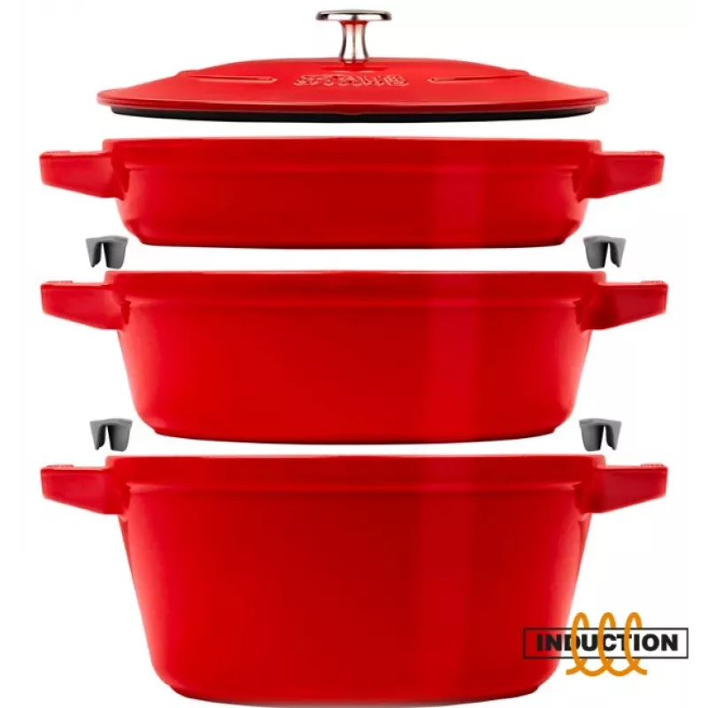 Staub La Cocotte ümmargune malmist pajaroog -- KOMPLEKT 3 TÜKKI
