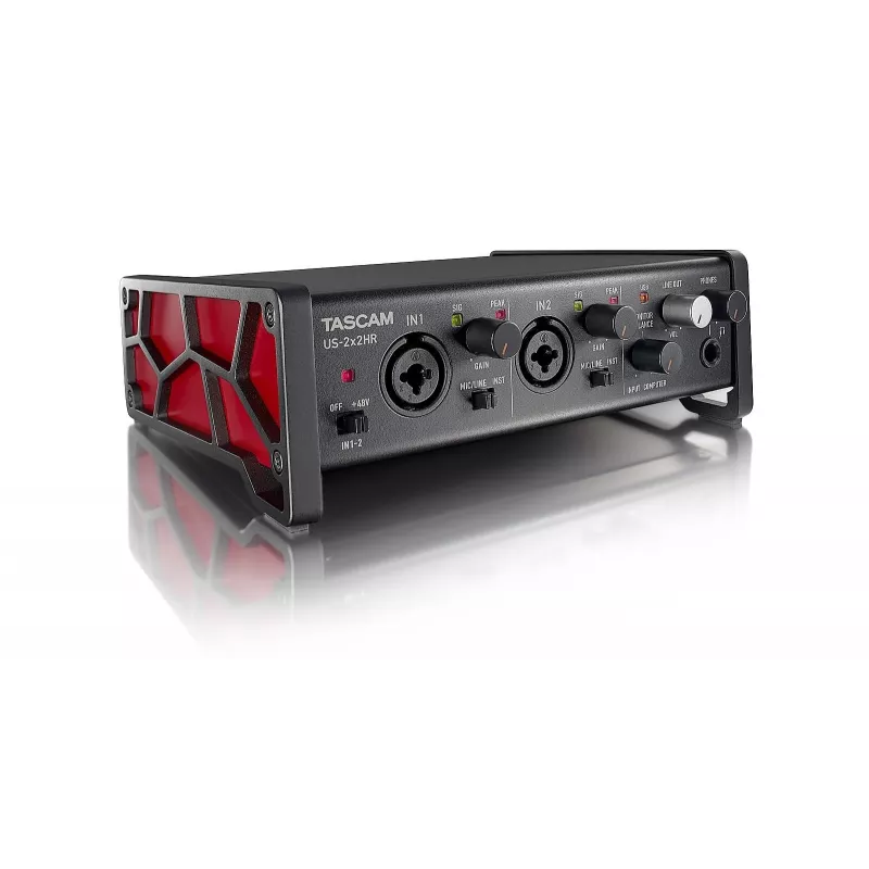 Heliliides Tascam US-2X2HR, 2 x XLR/kombosisendit, 192 kHz, USB 2.0, MIDI sisse/välja, lauaarvuti, must