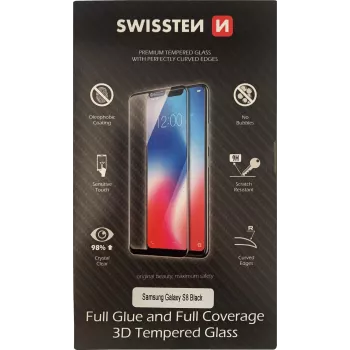 Karastatud 3D-täisliimiga ekraanikaitse SWISSTEN Samsung Galaxy S8-le — must