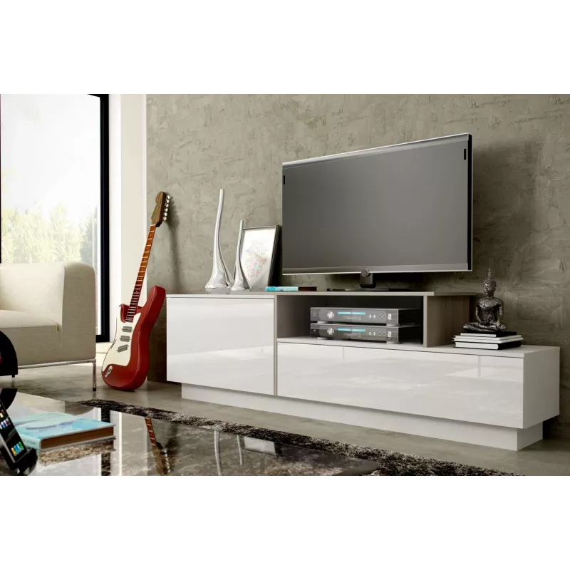 Cama TV-kapp SIGMA 3 180 valge/valge läikiv + sonoma tamm