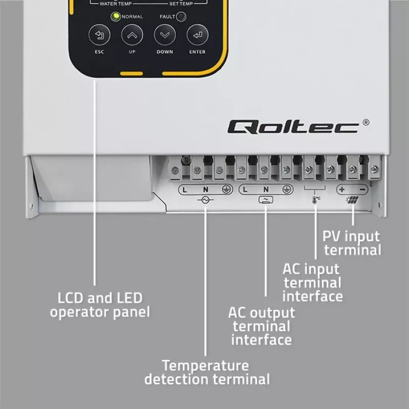 Inverter QOLTEC ECO Solar Boost 4kW MPPT LCD, 4 kW väljund, MPPT laadimiskontroller, LCD-ekraan