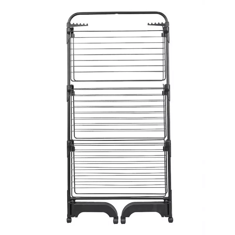 Pesukuivatusrest Leifheit Seaford Must — kuivatuspind 42 m, L760×S700×K1450 mm, kokkupandav ratastega