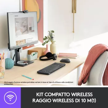 Logitech Wireless Combo MK220 - klaviatuuri- ja hiirekomplekt - juhtmevaba - 2,4 GHz - itaalia - tumehall (920-003721)