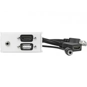 Vivolink WI221281 pistikupesa HDMI + USB A + 3,5 mm valge