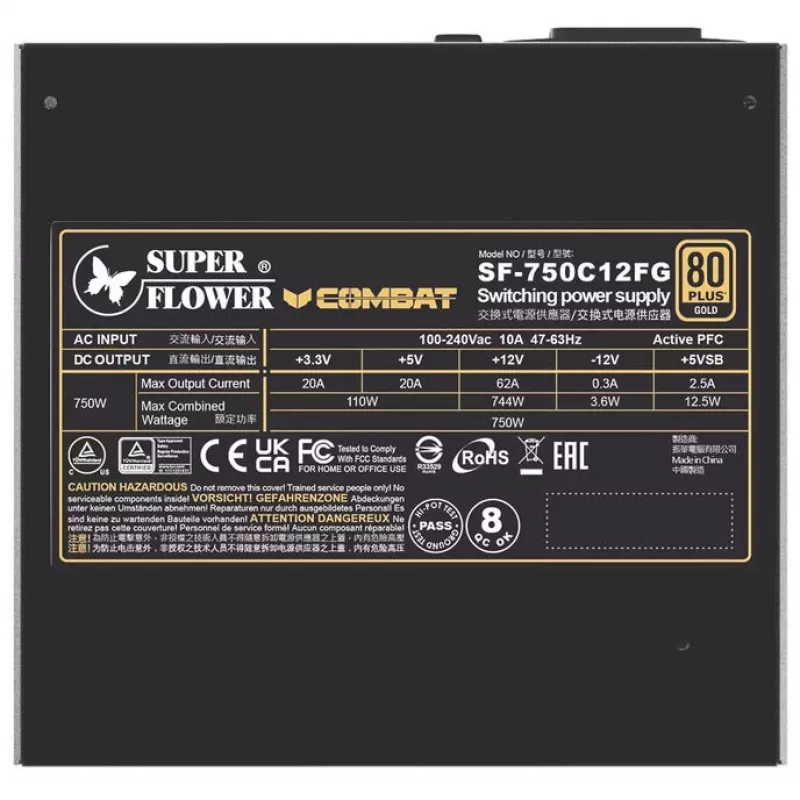 Toiteplokk Super Flower Combat FG 750 W, ATX 3.1, modulaarne