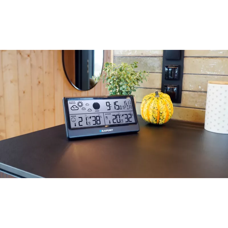 Ilmajaam BLAUPUNKT WS20BK — sise-/välistemperatuuri ja -niiskuse kuvamine, must, 1 sensor, LCD, patareitoide
