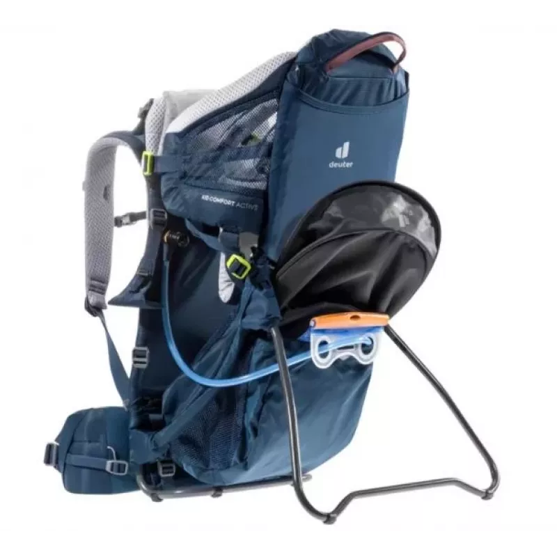 Beebikandja seljakott DEUTER Kid Comfort Active — sinine, polüamiid, kuni 22 kg, päikesevari, jalatus, VariQuick, Lite Air