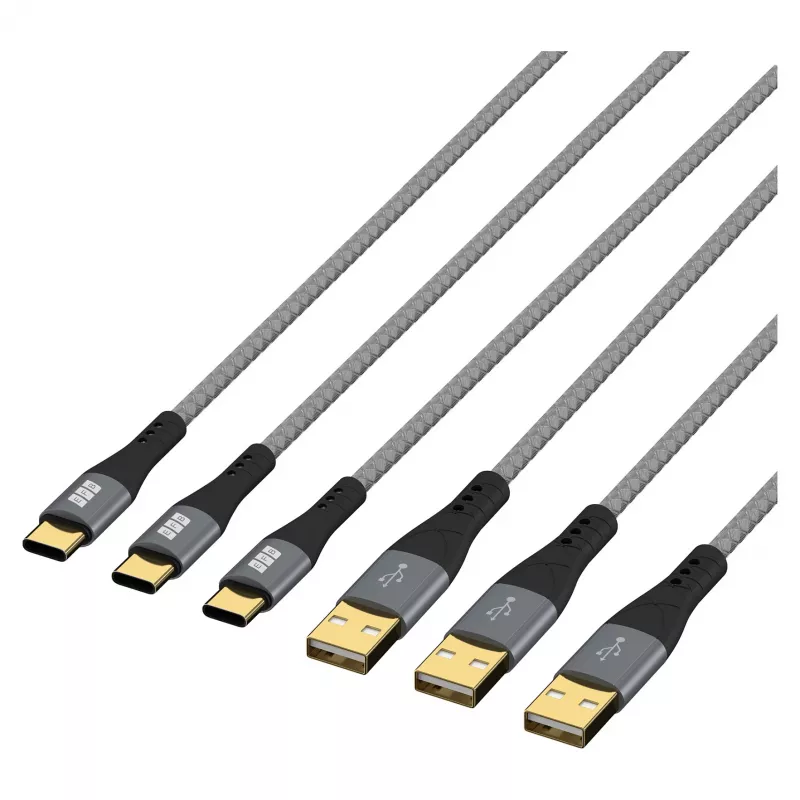 EFB Elektronik USB-A to USB-C kaabelkomplekt 60W QC 3A 3x2m - Digitaalne/Andmeside (USB-AC-00008)