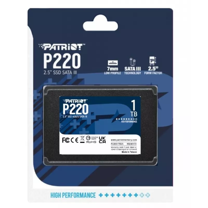 2,5-tolline SATA III SSD PATRIOT P220 1 TB — 550/500 MB/s, 50k IOPS, 7 mm