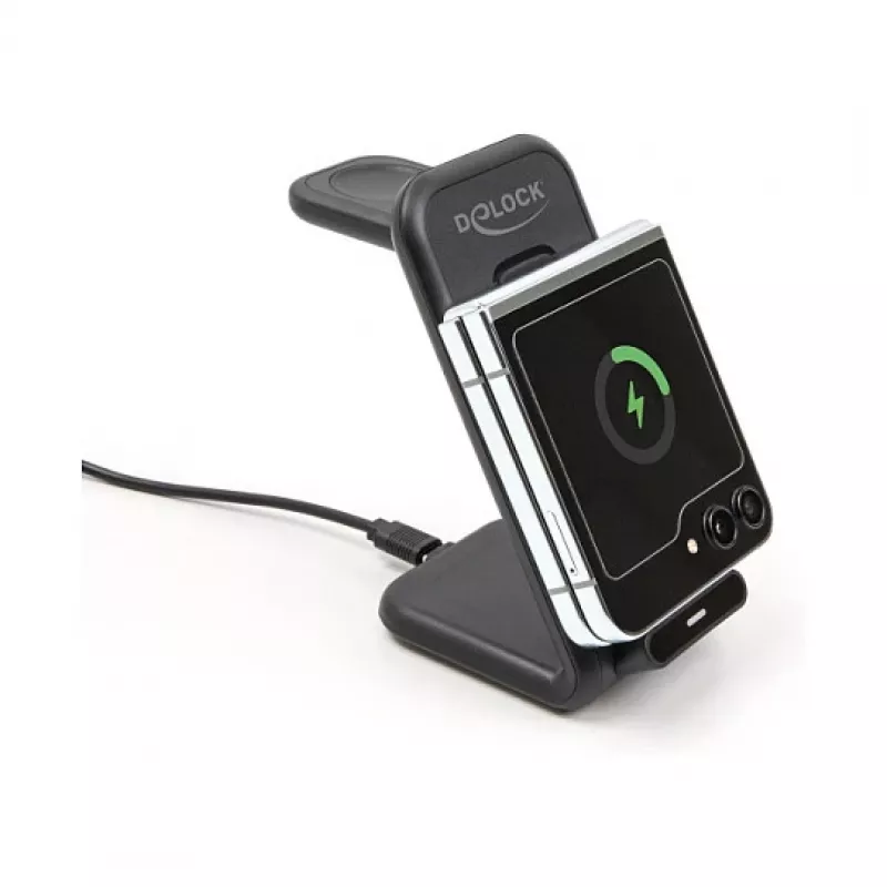 DELOCK 66941 juhtmevaba laadija 3-ühes nutitelefonile, nutikellale, kõrvaklappidele USB USB-C 15W siseruumidesse Must