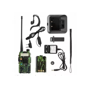 Kaasaskantav kahesuunaline raadio Baofeng UV-5R 5W HT Camo – kaheribaline FM, 5 W, 1800 mAh aku