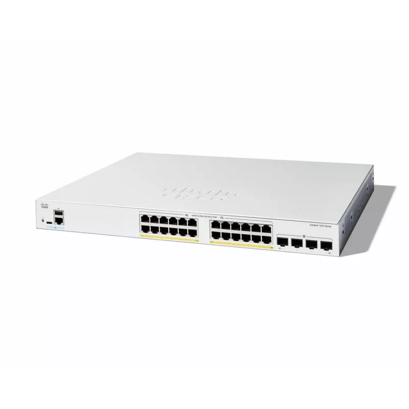 Cisco Catalyst 1200-24FP-4G nutilüliti, 24 porti GE, täis PoE, 4x1GE SFP, piiratud eluaegne kaitse (C1200-24FP-4G)