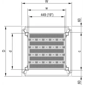 SCHROFF 19-tolline riiul, statsionaarne, 75 kg - 19\FACHB.STAT.600B 900T 7021 (22117844)
