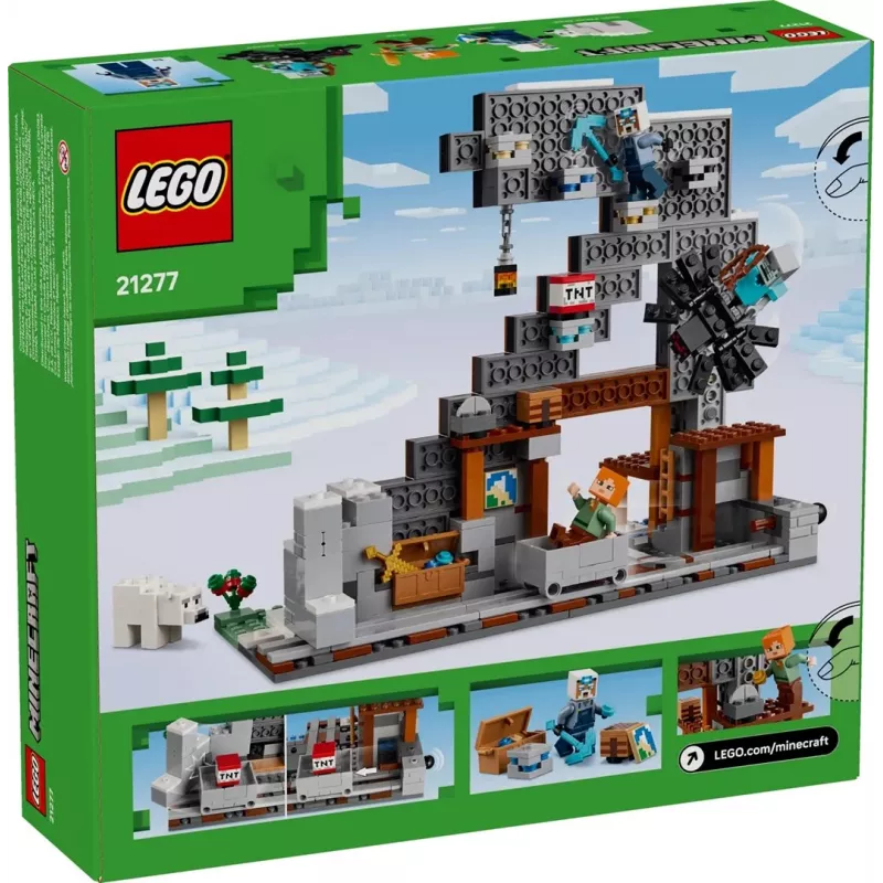 Ehitusmänguasi LEGO Minecraft Kirka kaevandus komplekt 21277 — 530 osa, 3 minifiguuri, vanusele 8+