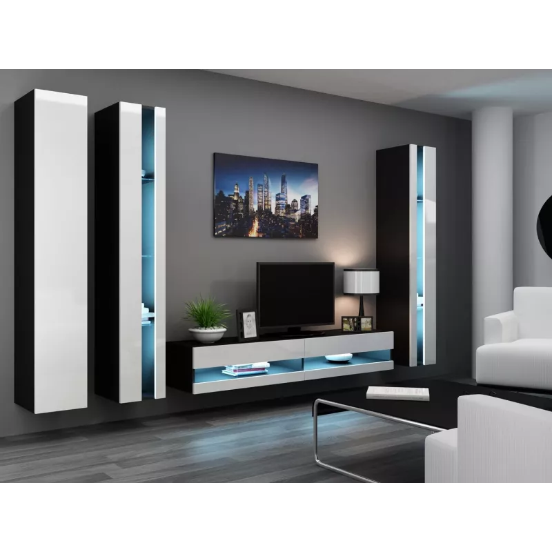TV alus cama meble VIGO NEW 30/180/40, 1800×400×300 mm, must pealispind, puitlaastplaadist karkass