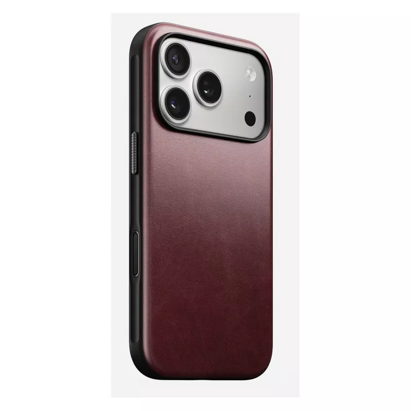 Mobiiltelefoni ümbris Nomad Modern Leather ümbris iPhone 17 Pro'le, nahk + TPU + PC, sobib 16 cm (6.3 tolli) ekraanile, Bordeaux