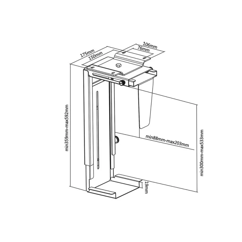 MC-713 PC Holder arvutihoidja lauaalune kronstein tugi