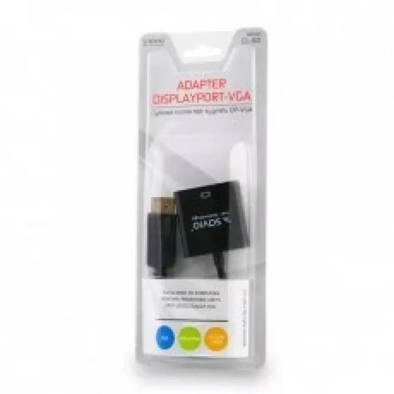 Video kaabli adapter Savio CL-90 DisplayPort-VGA 0,2 m Must