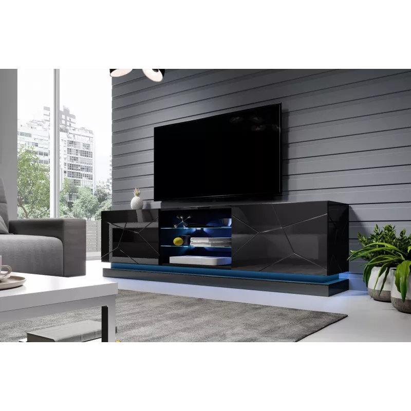 Cama TV-kapp QIU 200 MDF must läikiv/must läikiv