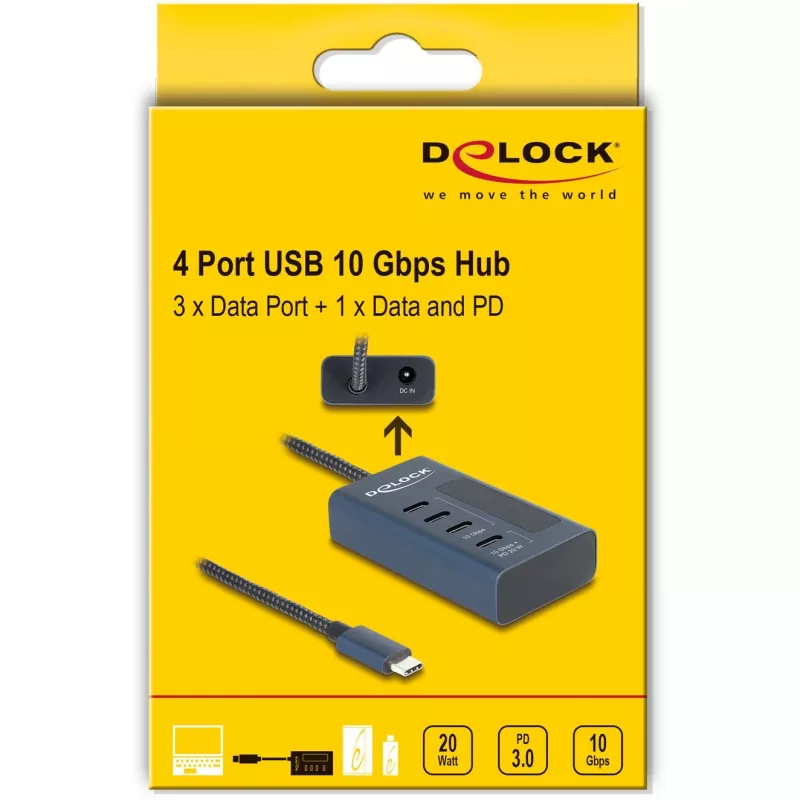 DeLOCK 64189 USB-jaotur USB-C 10000 Mbit/s sinine metallist