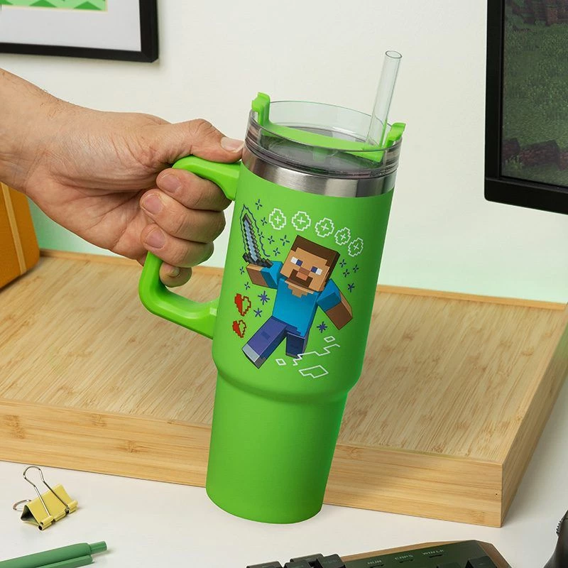 Paladone Minecraft roheline 900ml isoleeritud tass ja kõrs
