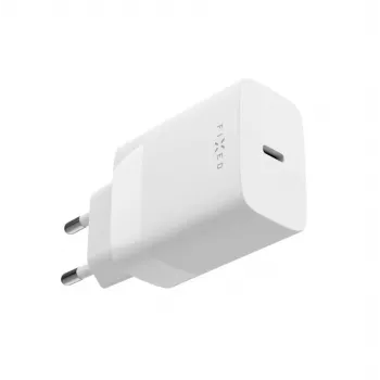 USB-C reisilaadija FIXED FIXC30N-C-WH — 30W kompaktne USB-C toiteadapter, ühe pordiga kiirlaadimine