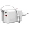 Siselaadne USB-C/USB-A kiirlaadija 4smarts 541065 — universaalne vahelduvvool 100–240 V, max 20 V, 0,7 m kaabel, valge