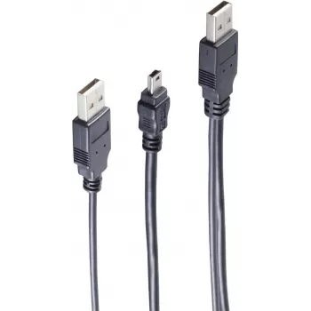 USB-kaabel ShiverPeaks BS77151 1m 2x USB A Mini-USB B must